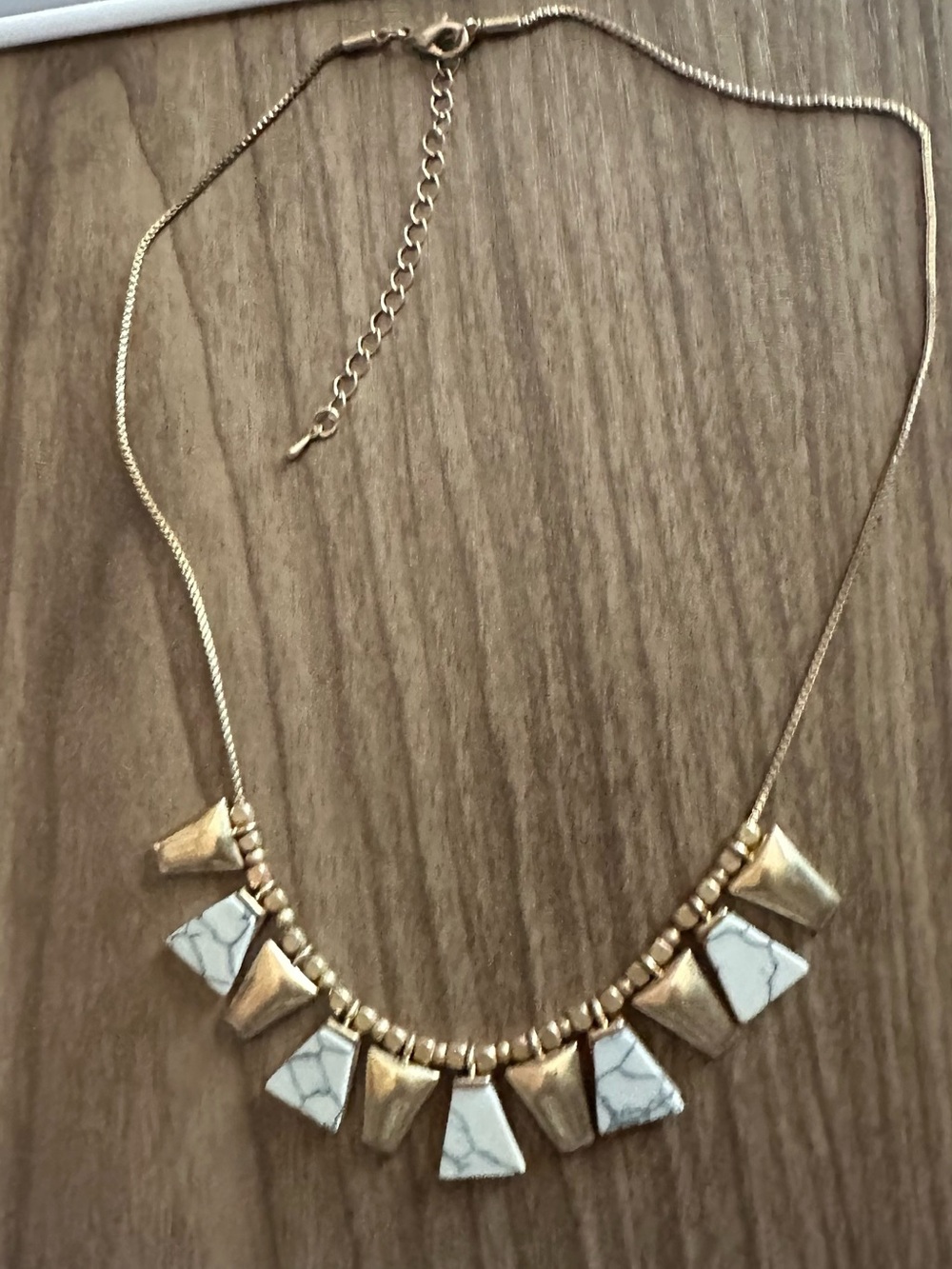 Gold and White Stone Accent Necklace - Women's Jewelry